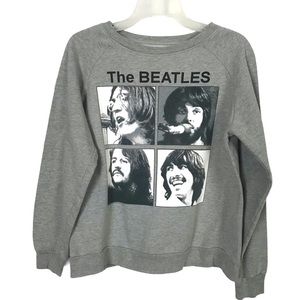 The Beatles gray semi cropped 3/4 sleeve sweatshirt.